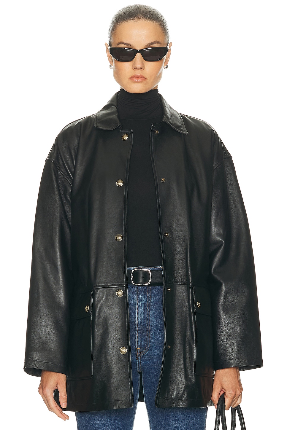 Nili Lotan Cordel Leather Coat In Black