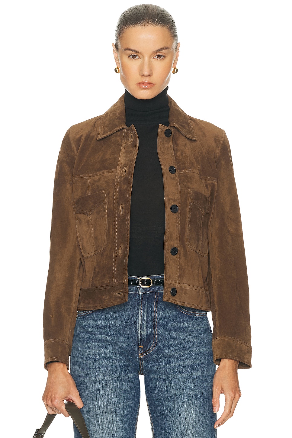 Image 1 of NILI LOTAN Susannah Suede Jacket in Hazelnut