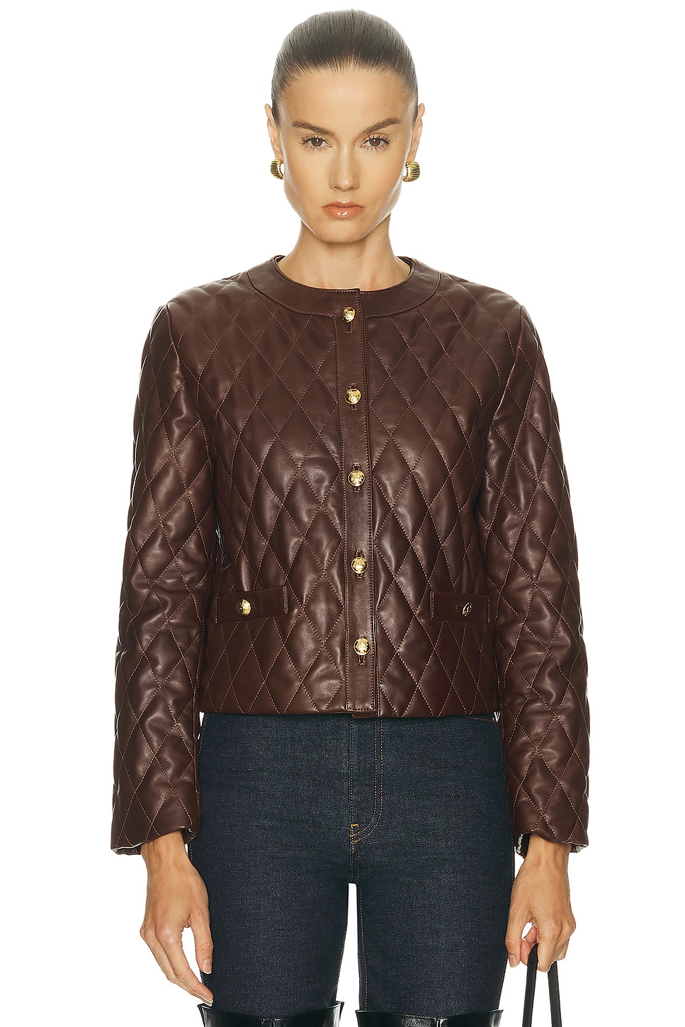 Image 1 of NILI LOTAN Amy Leather Jacket in Bordeaux