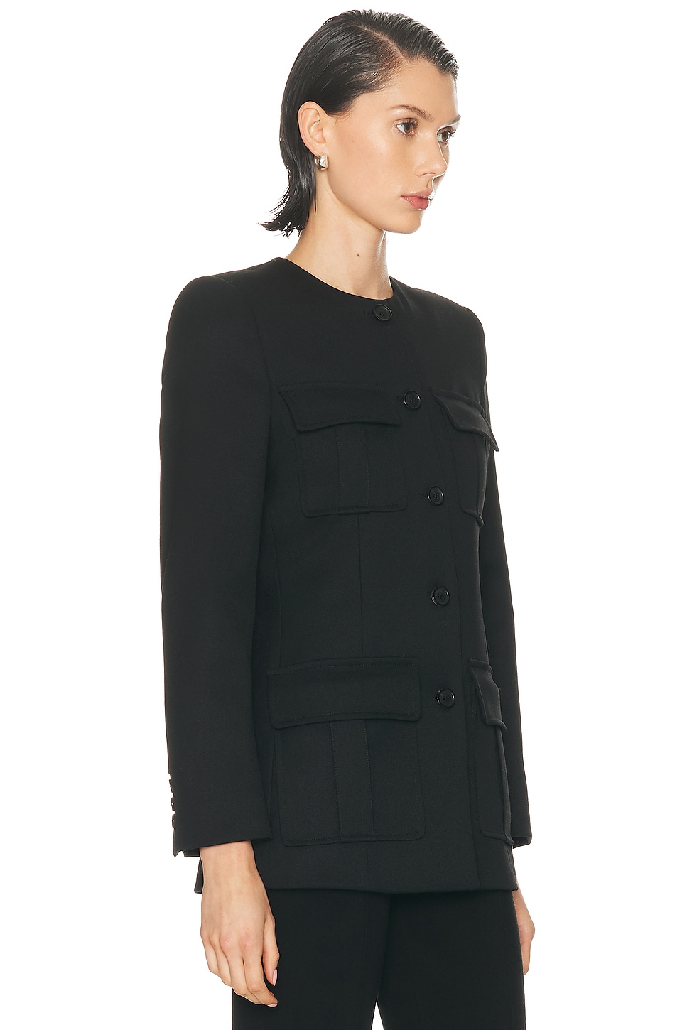 Nili Lotan Gabriella Wool-twill Jacket In Black