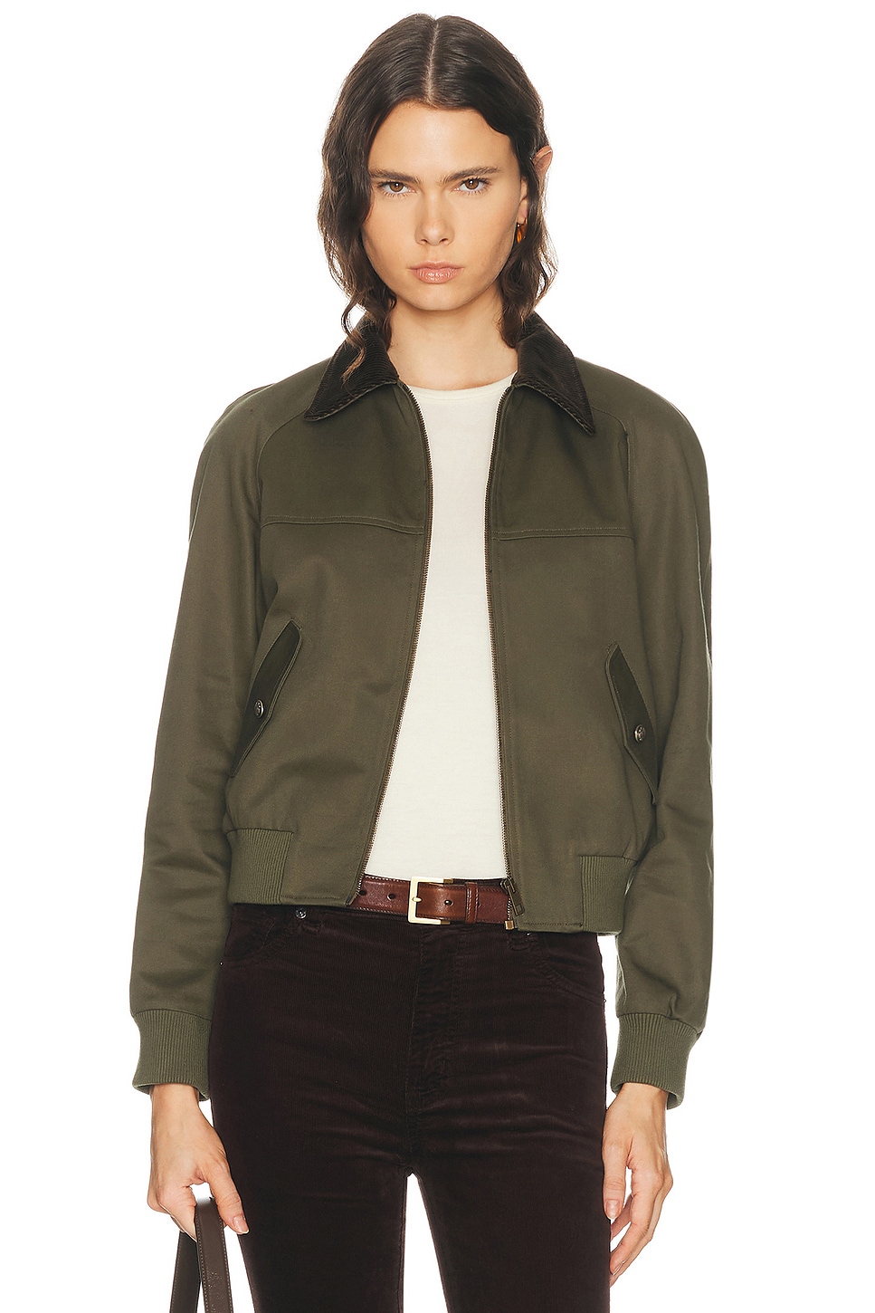 NILI LOTAN Victor Bomber Jacket in Olive