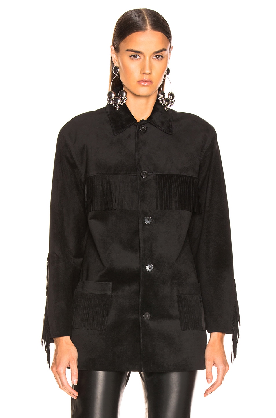 NILI LOTAN Leather Fringe Jacket in Black | FWRD