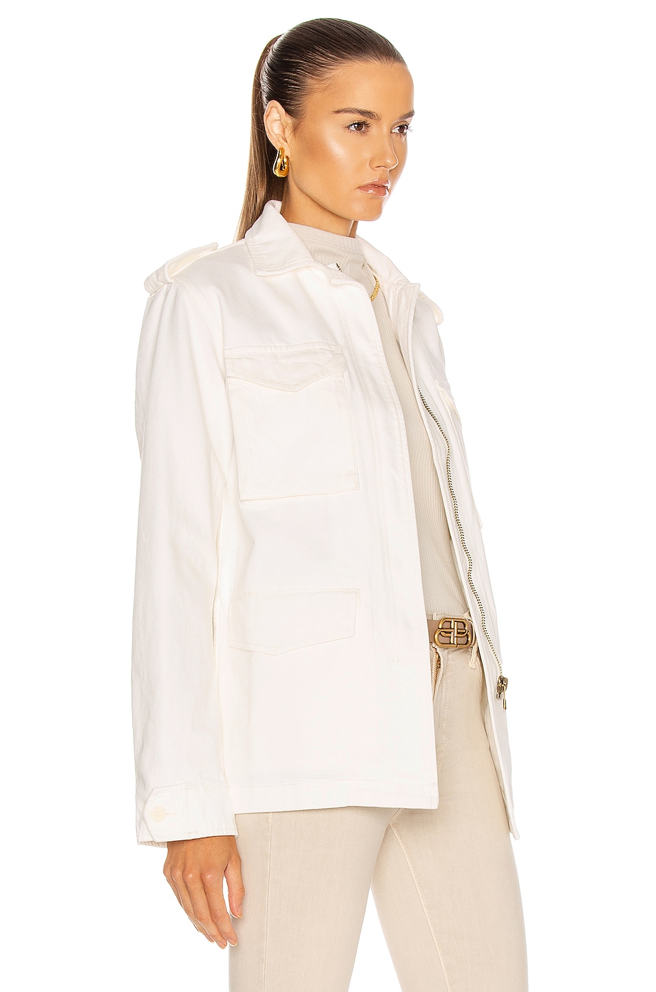 NILI LOTAN Denim Wren Jacket in Cream | FWRD