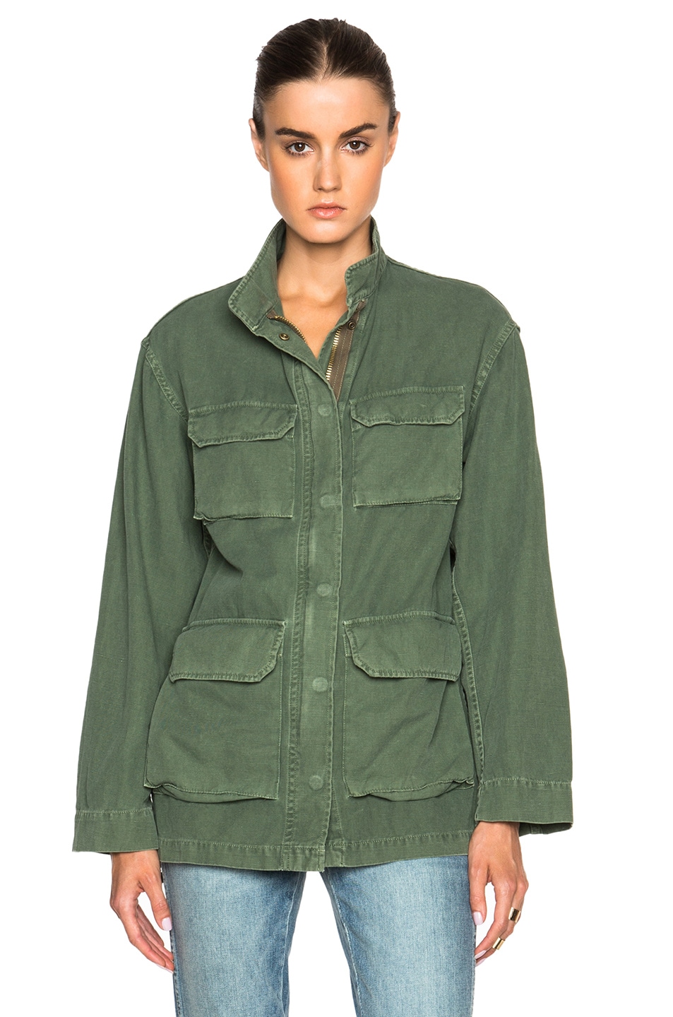 NILI LOTAN Military Jacket in Camo Green | FWRD