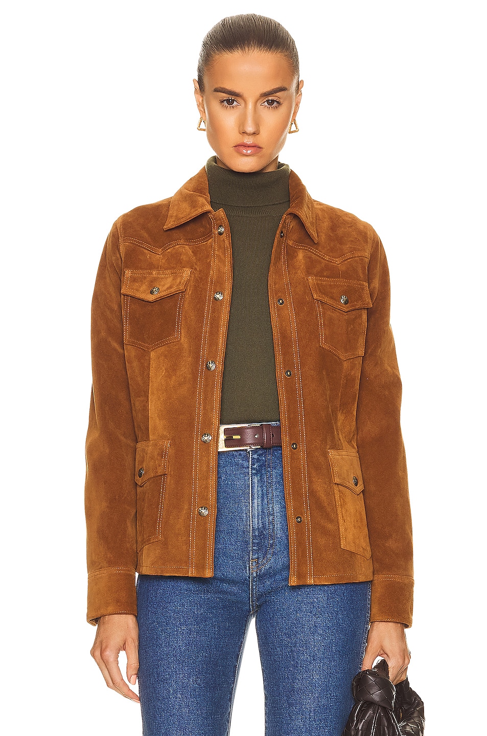 Image 1 of NILI LOTAN Justine Suede Western Jacket in Terracotta