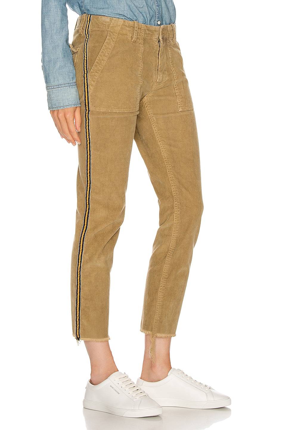 NILI LOTAN Jenna Pant with Tape in Mossy Gold, Black & Gold | FWRD