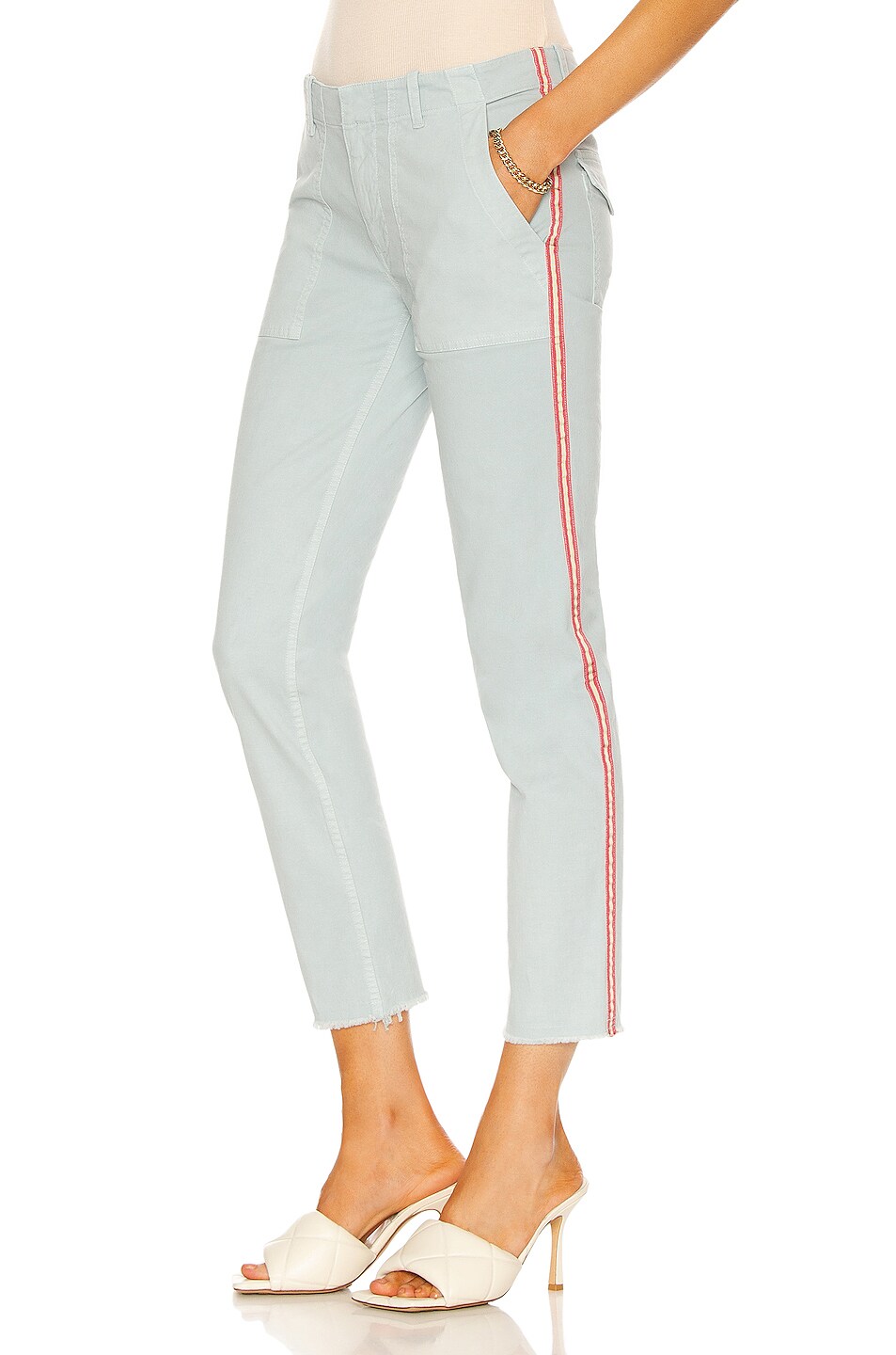 Image 1 of NILI LOTAN Jenna Pant with Tape in Steel Blue & Ivory