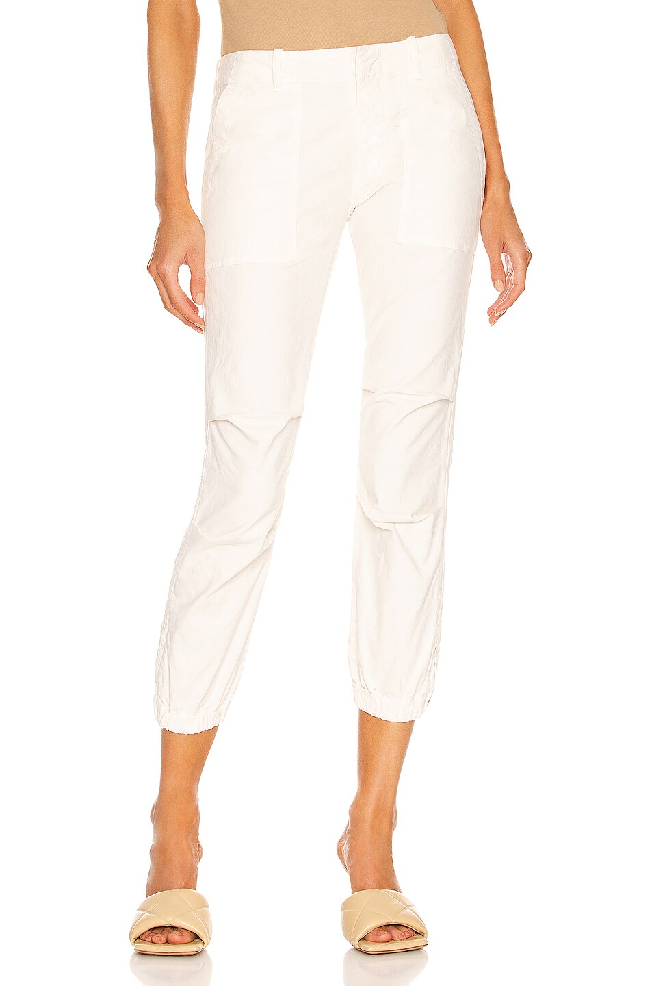 NILI LOTAN Cropped Military Pant in Eggshell | FWRD