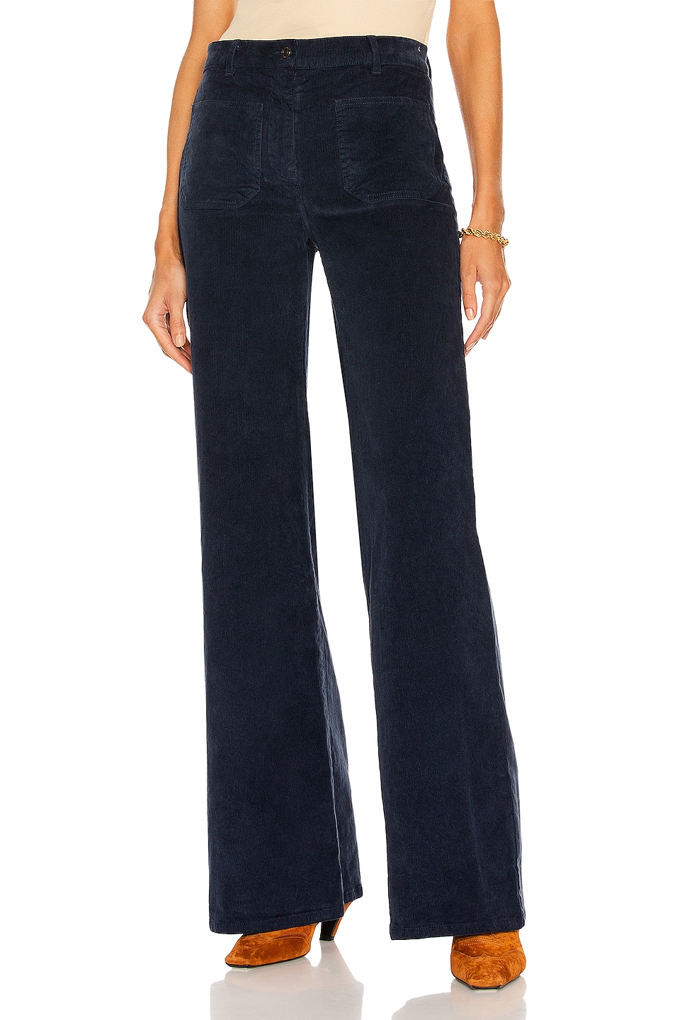 NILI LOTAN Florence Corduroy Pant in Deep Navy | FWRD