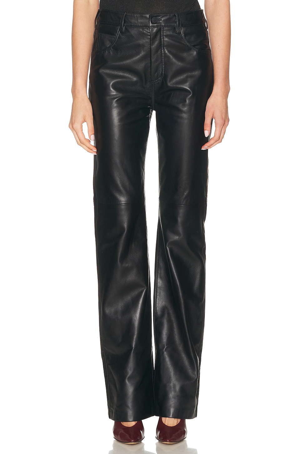 Image 1 of NILI LOTAN Joan Leather Pant in Black