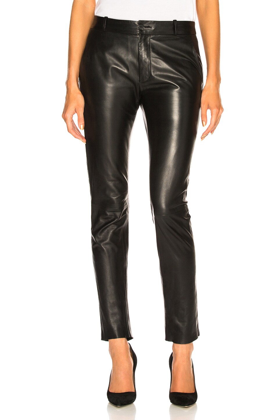 Image 1 of NILI LOTAN Leather East Hampton Pant in Black