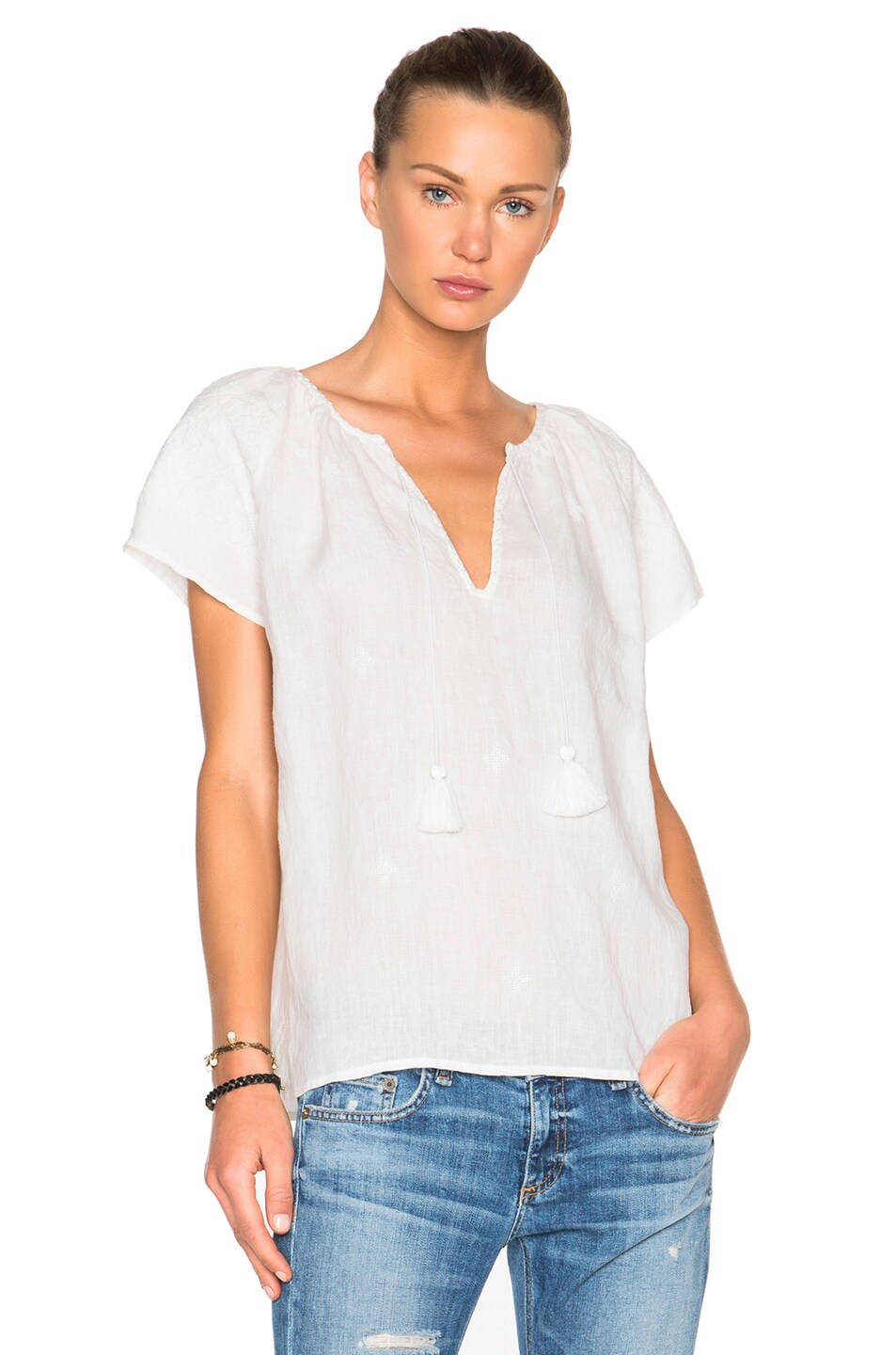 Image 1 of NILI LOTAN Remy Ruched Top in White