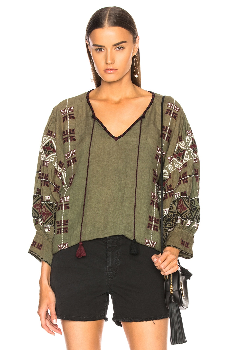 Image 1 of NILI LOTAN Cleo Blouse in Army Green