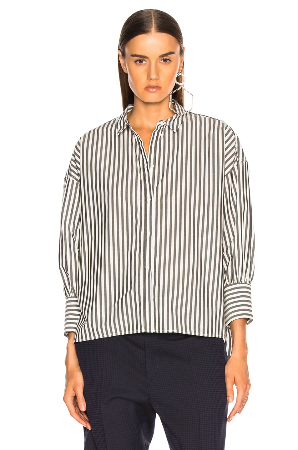 NILI LOTAN Fulton Shirt in Black & White Stripe | FWRD