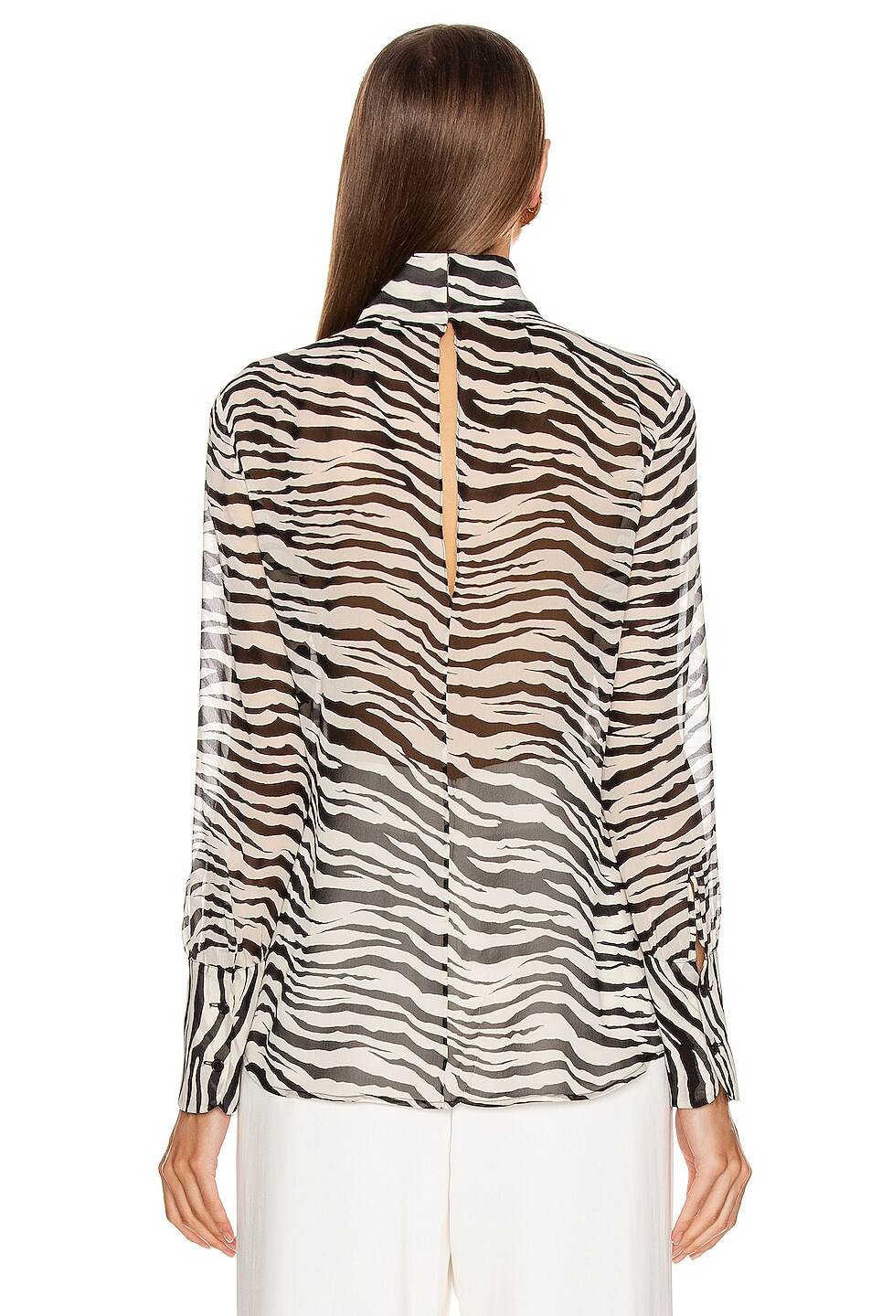 NILI LOTAN Mock Neck Top in Ivory Tiger Print | FWRD