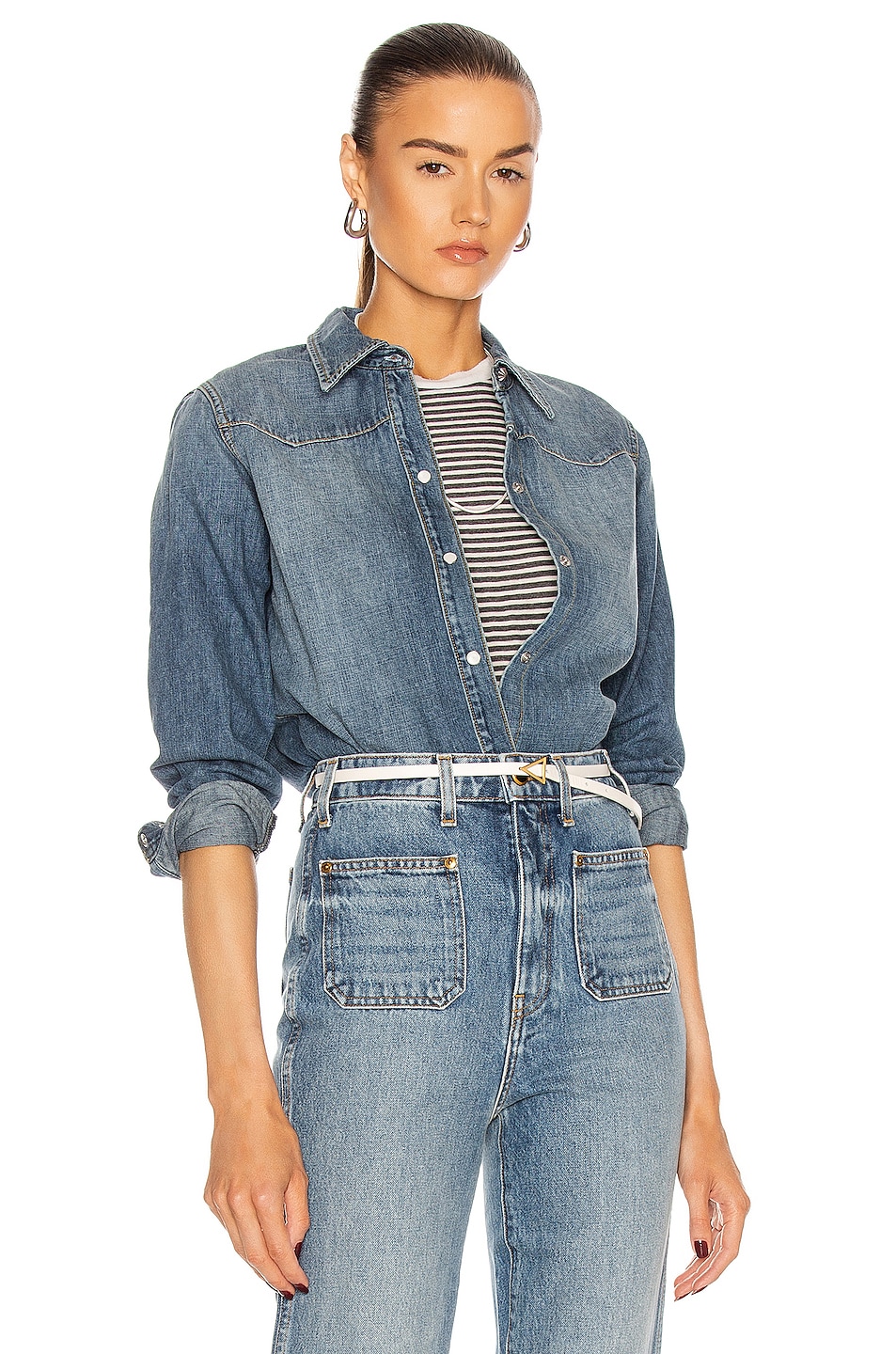 Image 1 of NILI LOTAN Claire Shirt in Classic Wash