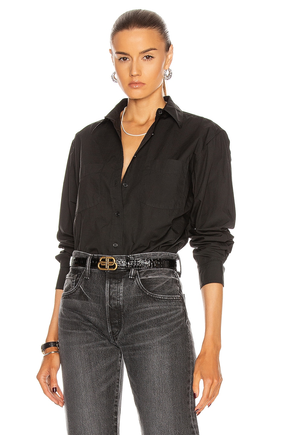 Image 1 of NILI LOTAN Kelsey Shirt in Black