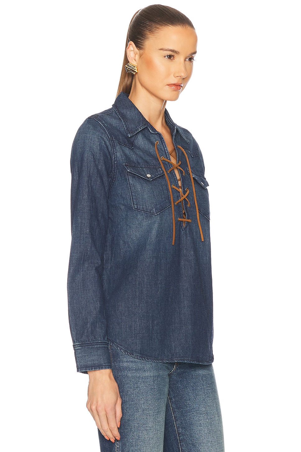 NILI LOTAN COLLINS DENIM SHIRT