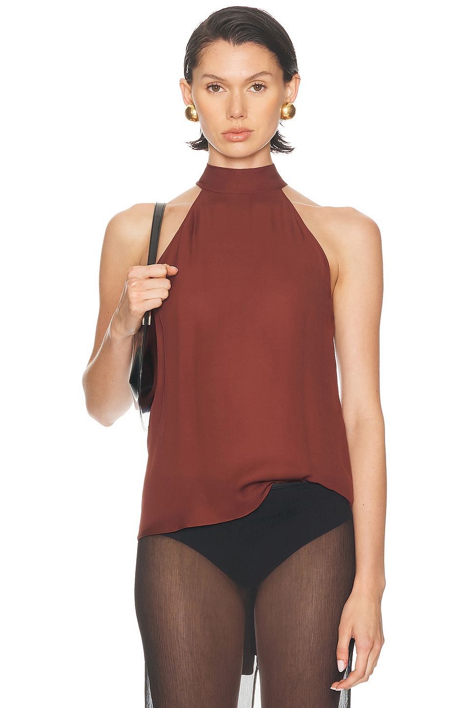 Nili Lotan Alla Halterneck Top In Brown