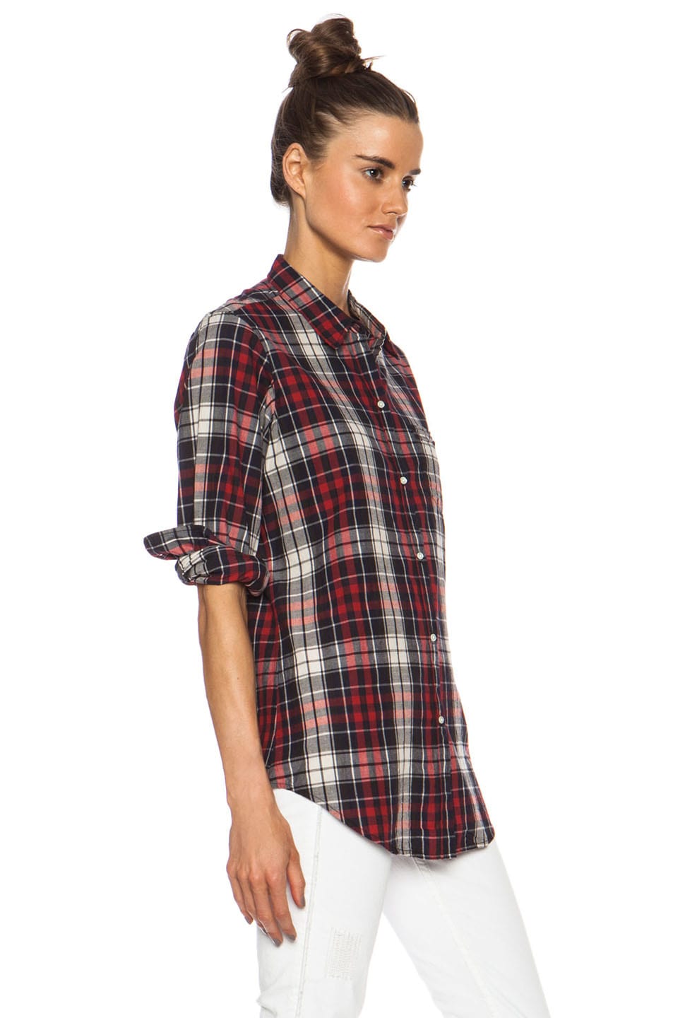 NILI LOTAN Plaid Cotton Top in Red & Black | FWRD