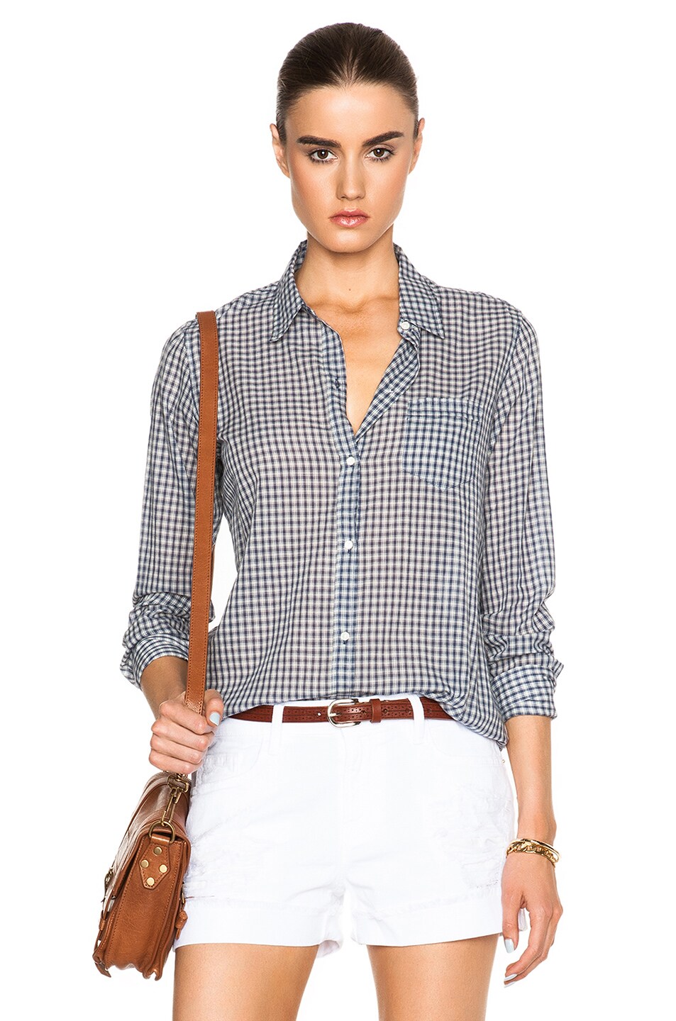 Image 1 of NILI LOTAN Button Down Pocket Top in Gingham