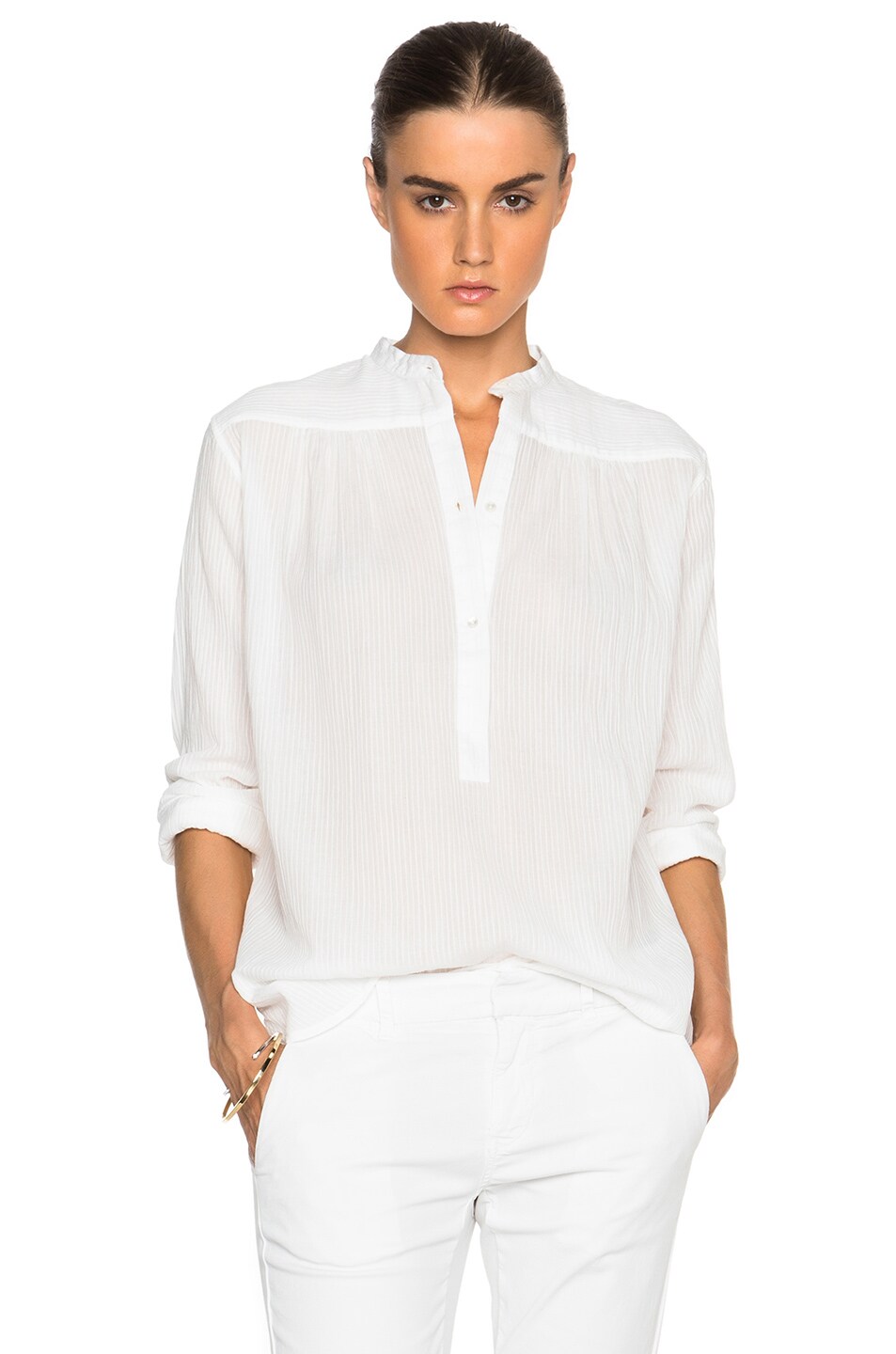 Image 1 of NILI LOTAN Ruched Blouse in White