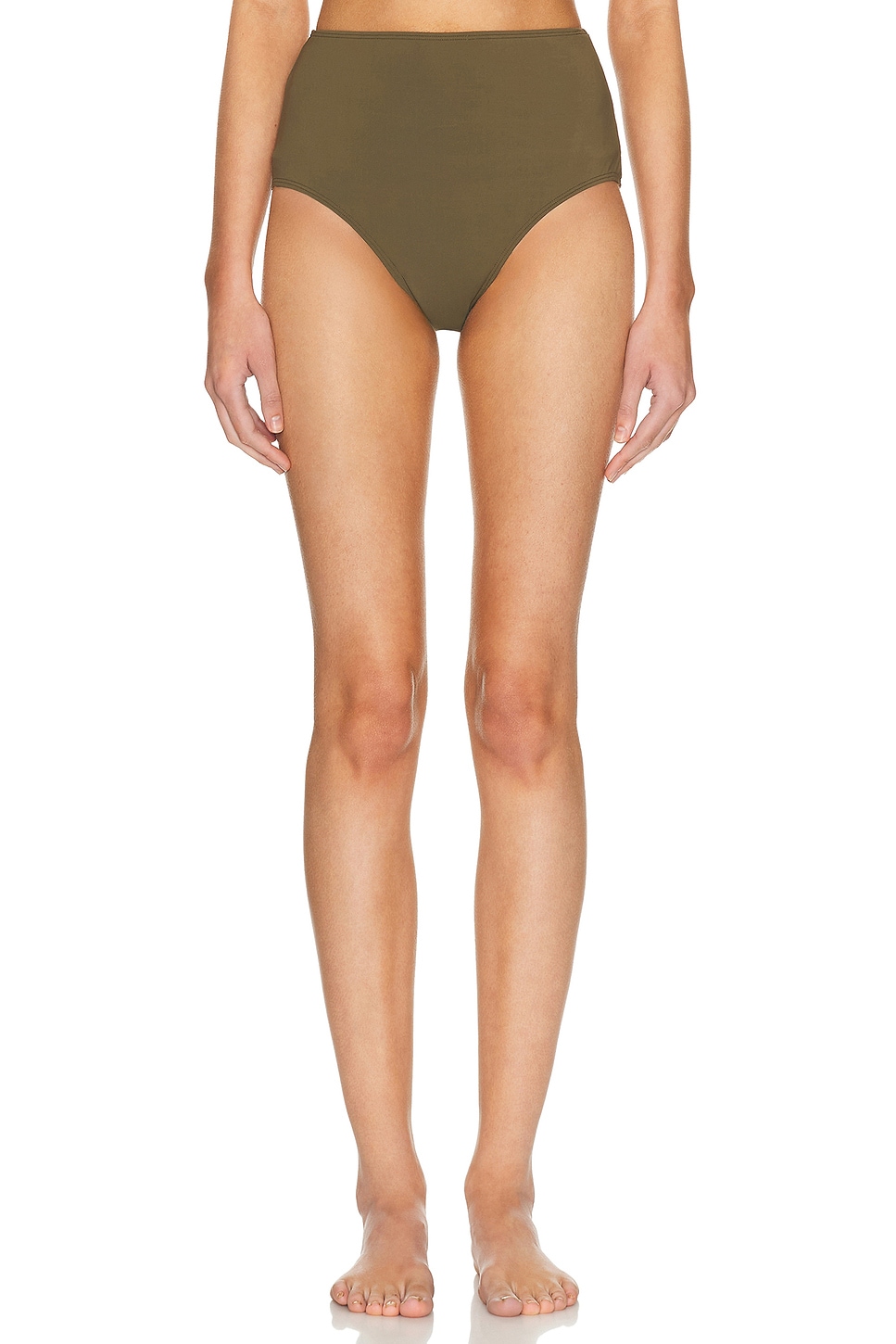 Image 1 of NILI LOTAN High Waisted Bikini Bottom in Olive Green