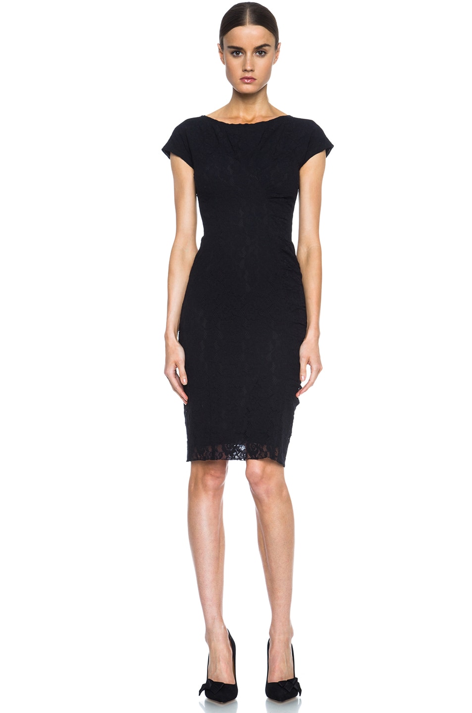 Image 1 of Nina Ricci Lace Knit Dress in Black