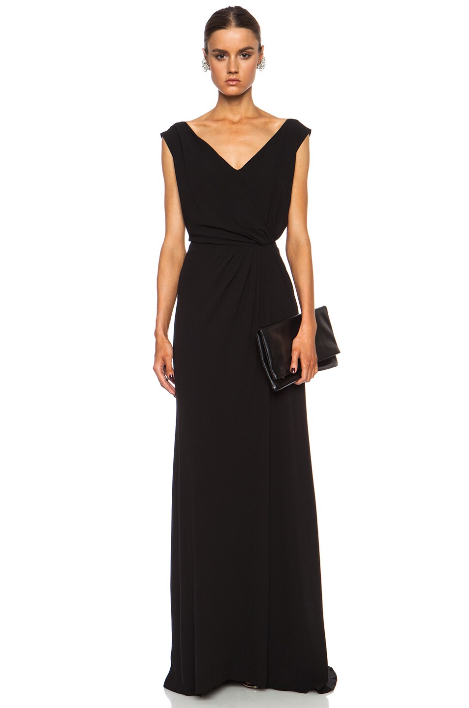 Image 1 of Nina Ricci V Neck Silk Gown in Black