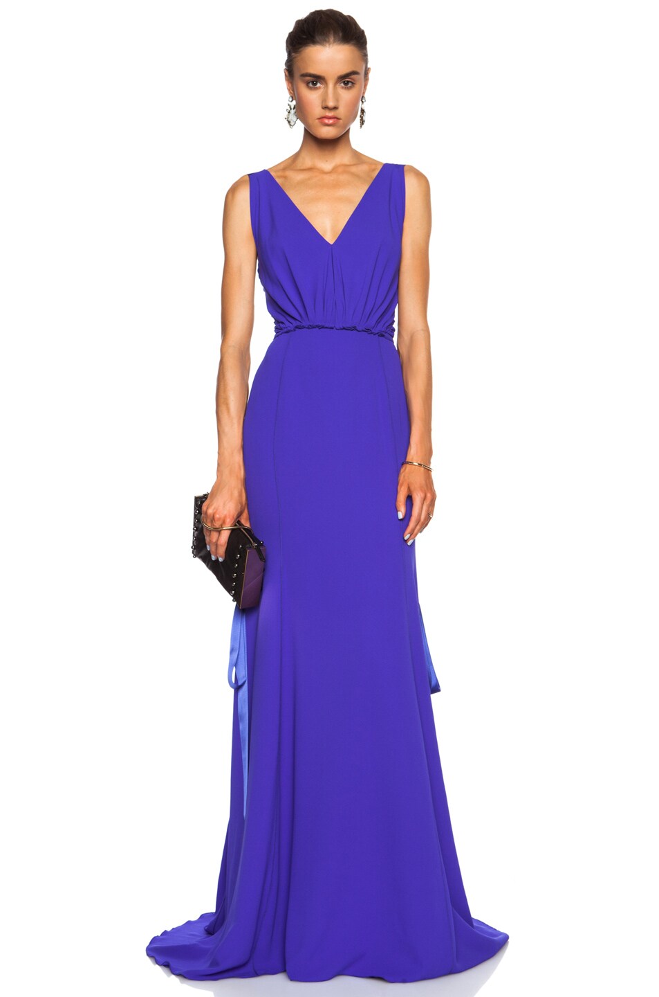 Nina Ricci Plunging V Neck Silk Dress in Violet | FWRD