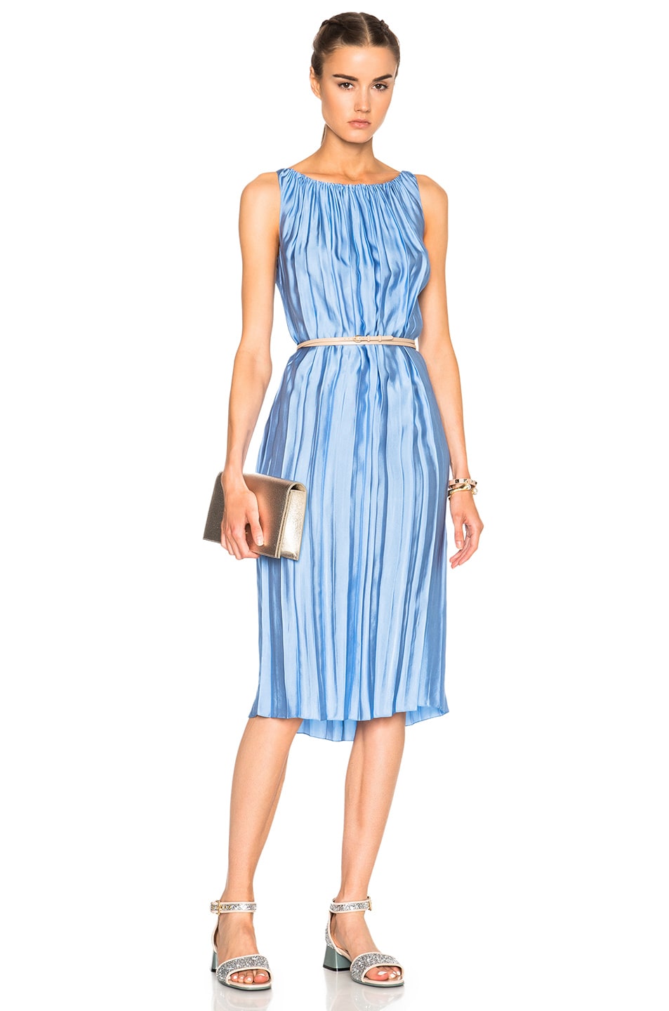 Image 1 of Nina Ricci Fluid Twill Melange Dress in Sky Blue