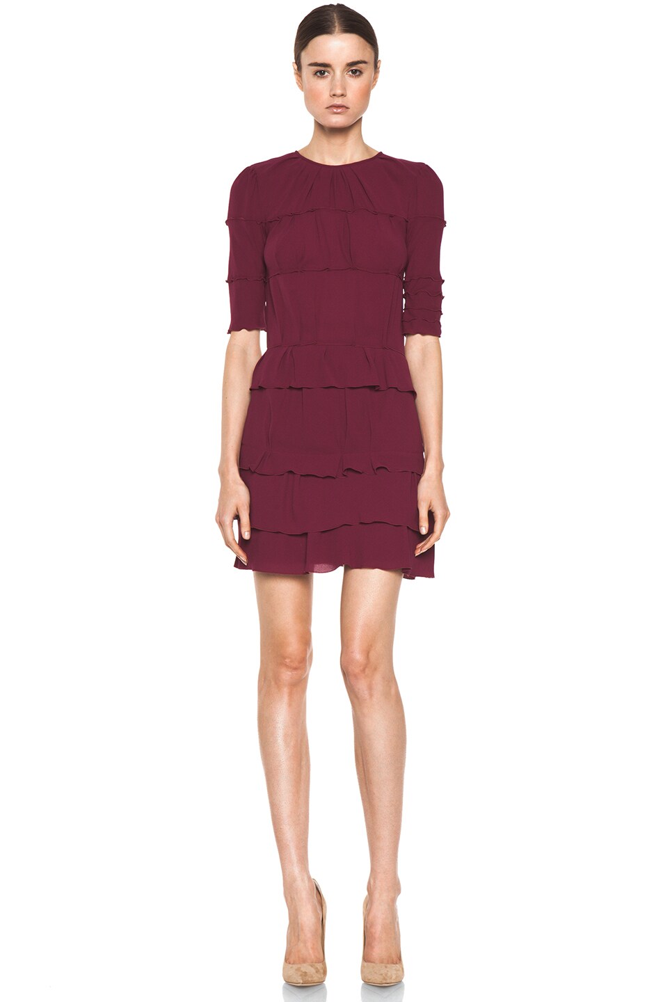 Image 1 of Nina Ricci Short Sleeve Dress in Raspberry