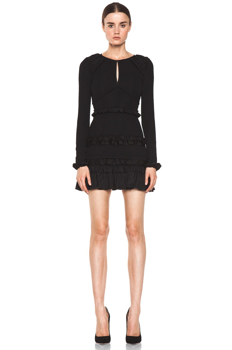 Image 1 of Nina Ricci Long Sleeve Keyhole Dress in Black