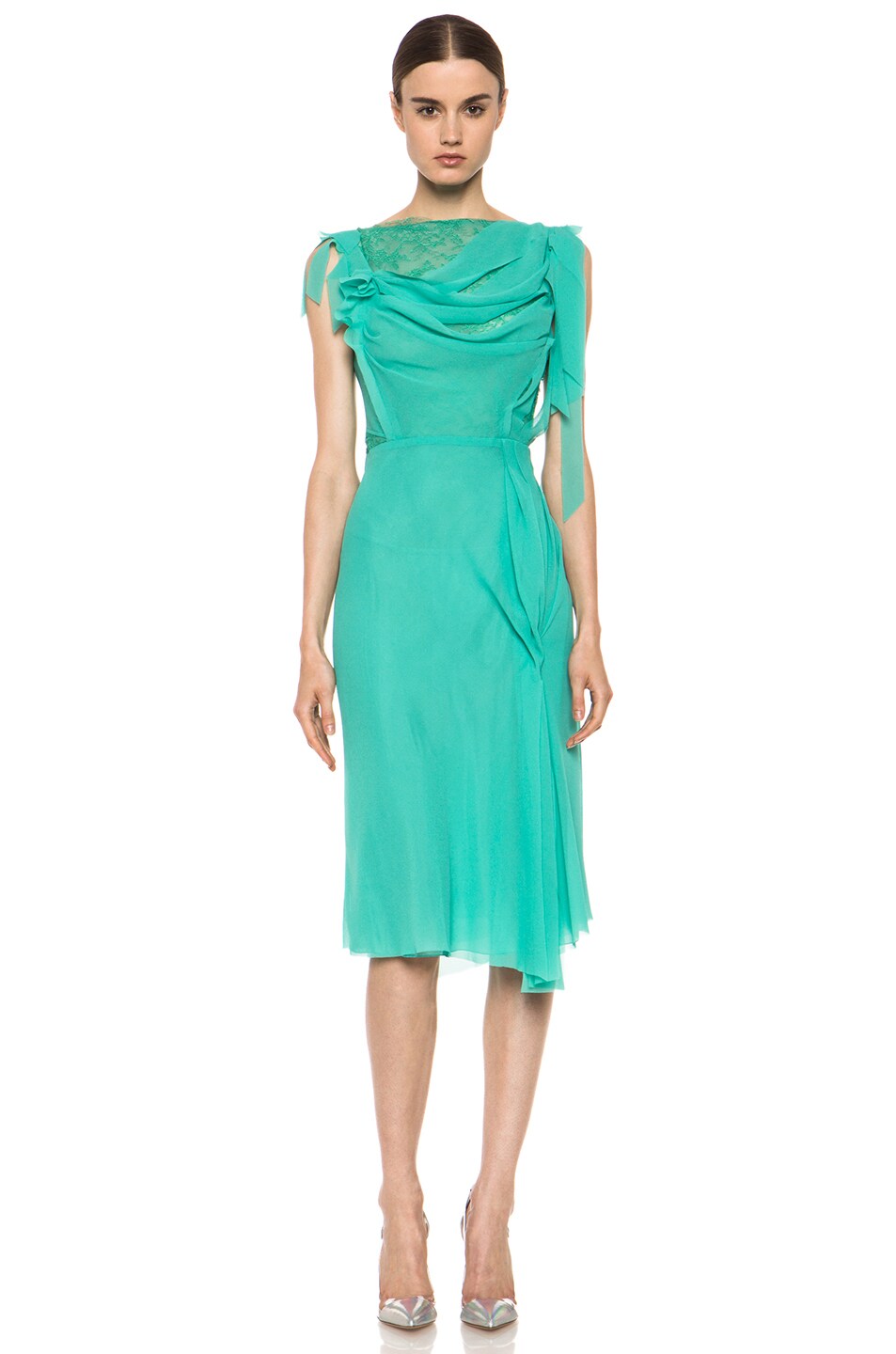 Image 1 of Nina Ricci Drape Dress in Malachite