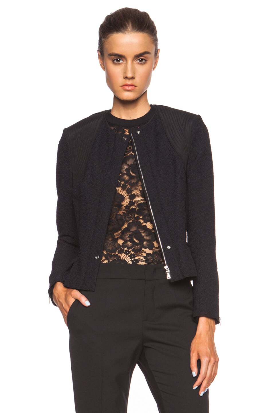 Image 1 of Nina Ricci Pleated Polyamide-Blend Jacket in Noir