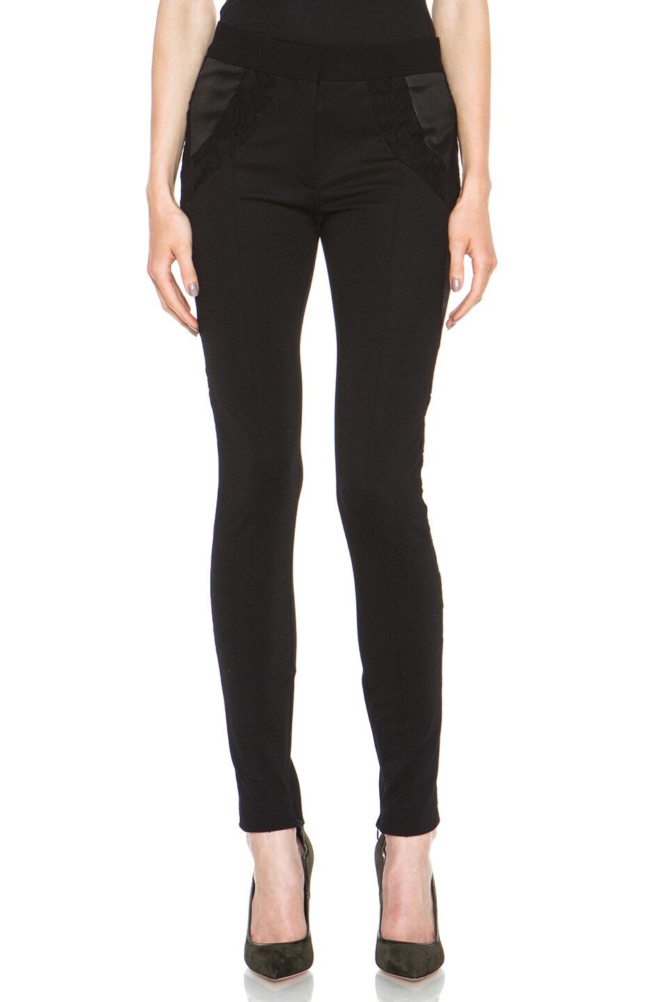 Image 1 of Nina Ricci Wool-Blend Lace Pant in Black