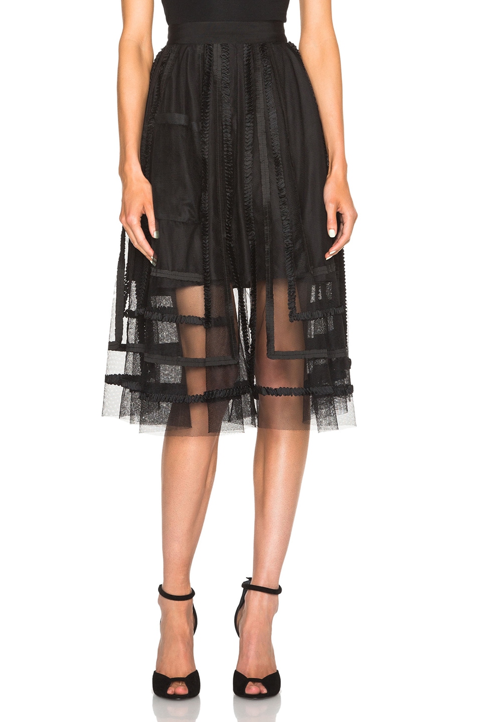 Image 1 of Nina Ricci Organza Skirt in Black