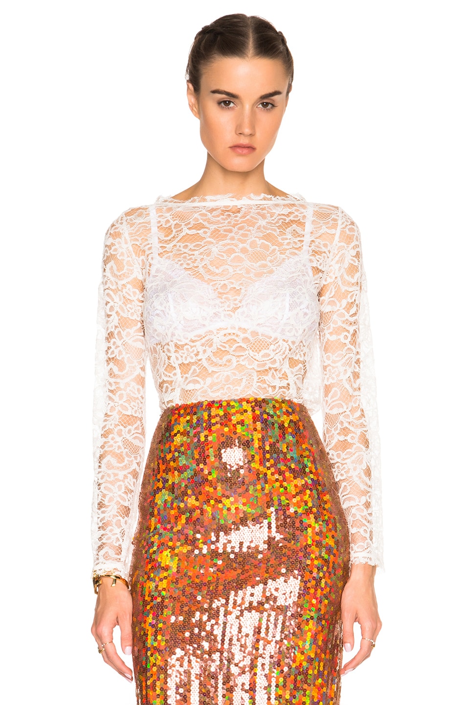 Image 1 of Nina Ricci Cornelly Lace Top in Natural