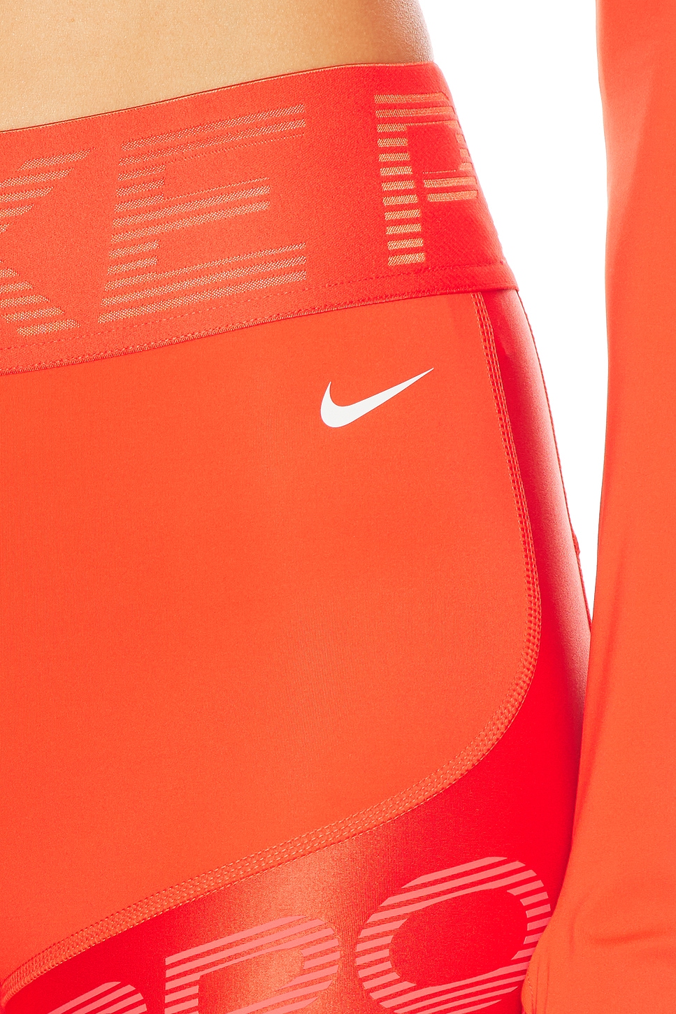 Image 6 of Nike Dri-FIT High Waisted 5" Biker Short in Light Crimson, Ember Glow, & White