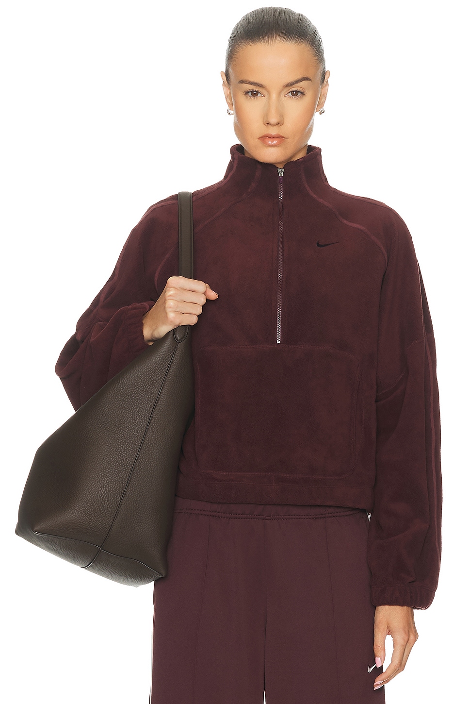 Image 1 of Nike Therma Fit 1/2 Zip Jacket in Burgundy Crush & Burgundy Ash