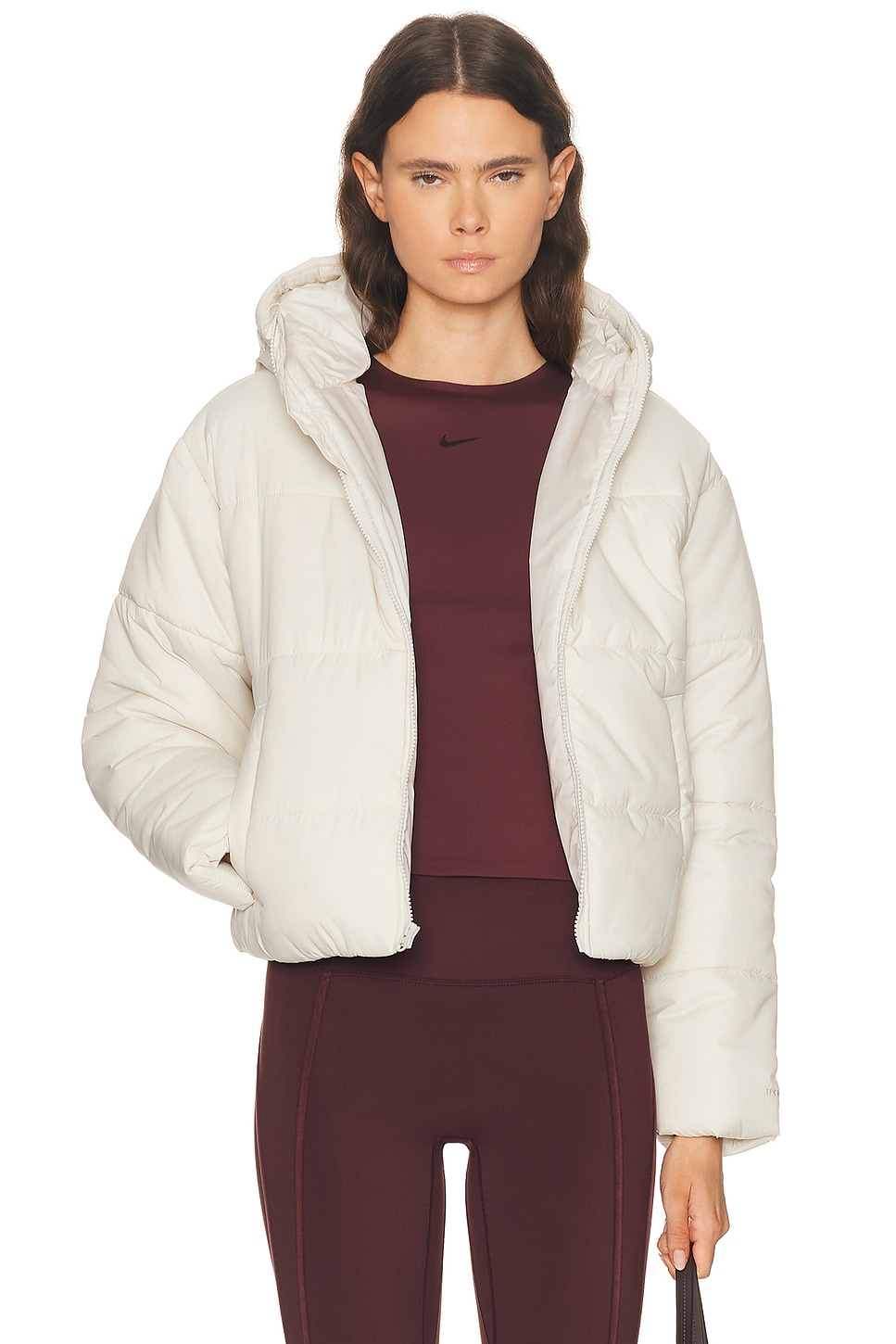 Image 1 of Nike Therma Fit Loose Hooded Jacket in Light Bone & White