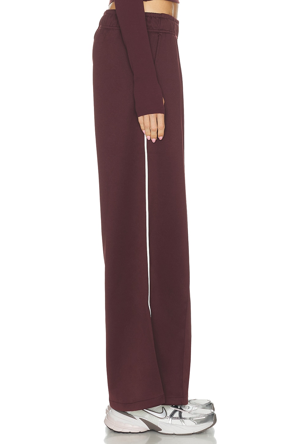 Nike Wide Leg Track Pant In Burgundy