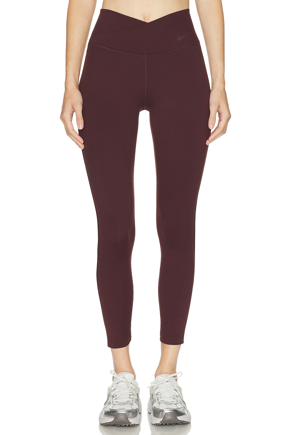 Image 1 of Nike High Waisted 7/8 Legging in Burgundy Crush & Burgundy Ash