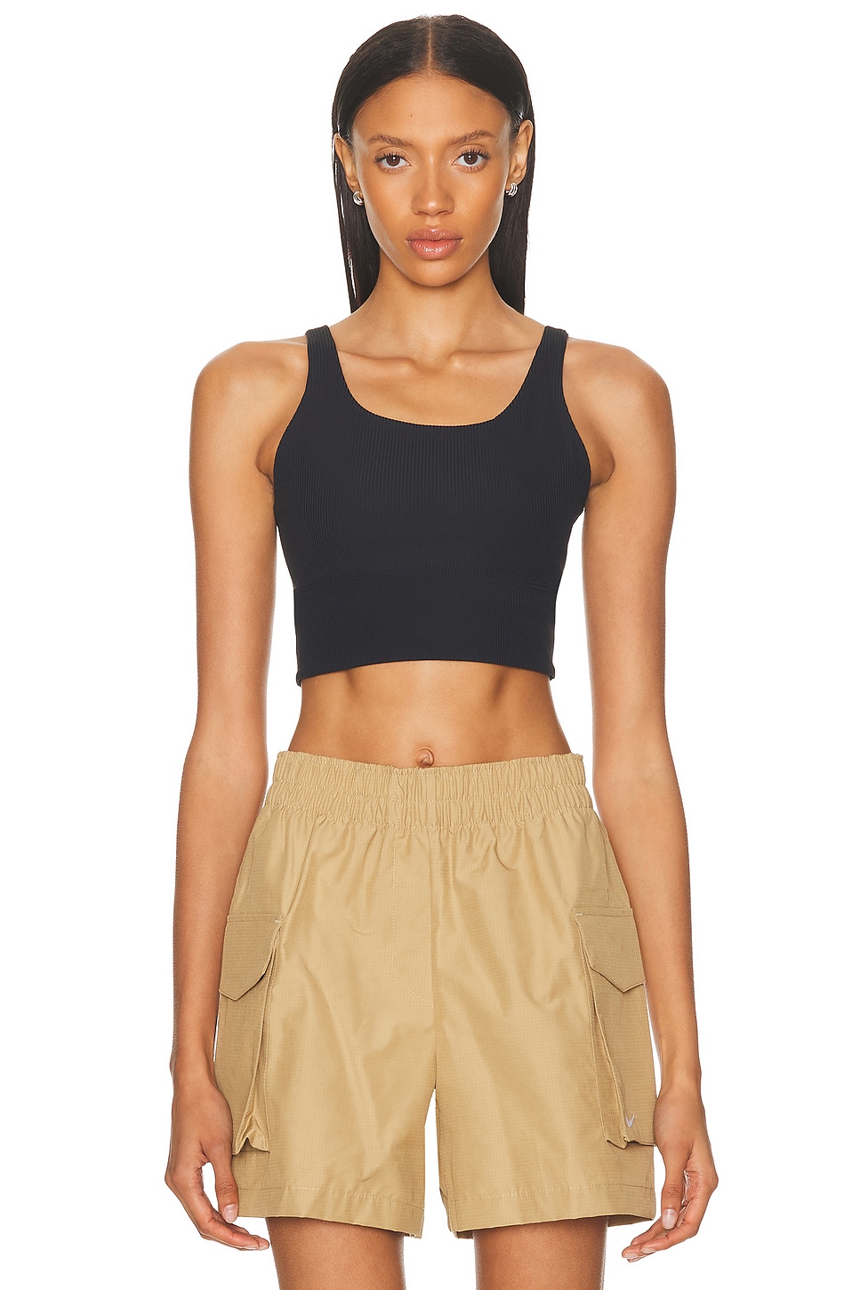 Image 1 of Nike Zenvy Rib Light Support Padded Tank Top in Black