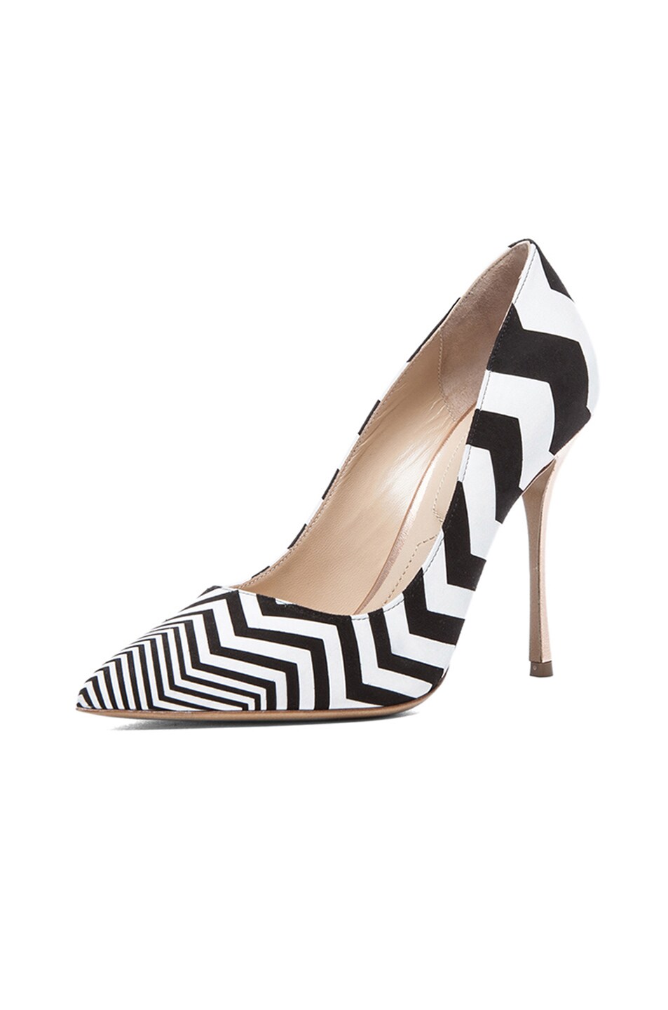 Nicholas Kirkwood Zig Zag Printed Suede Pumps in Black & White | FWRD