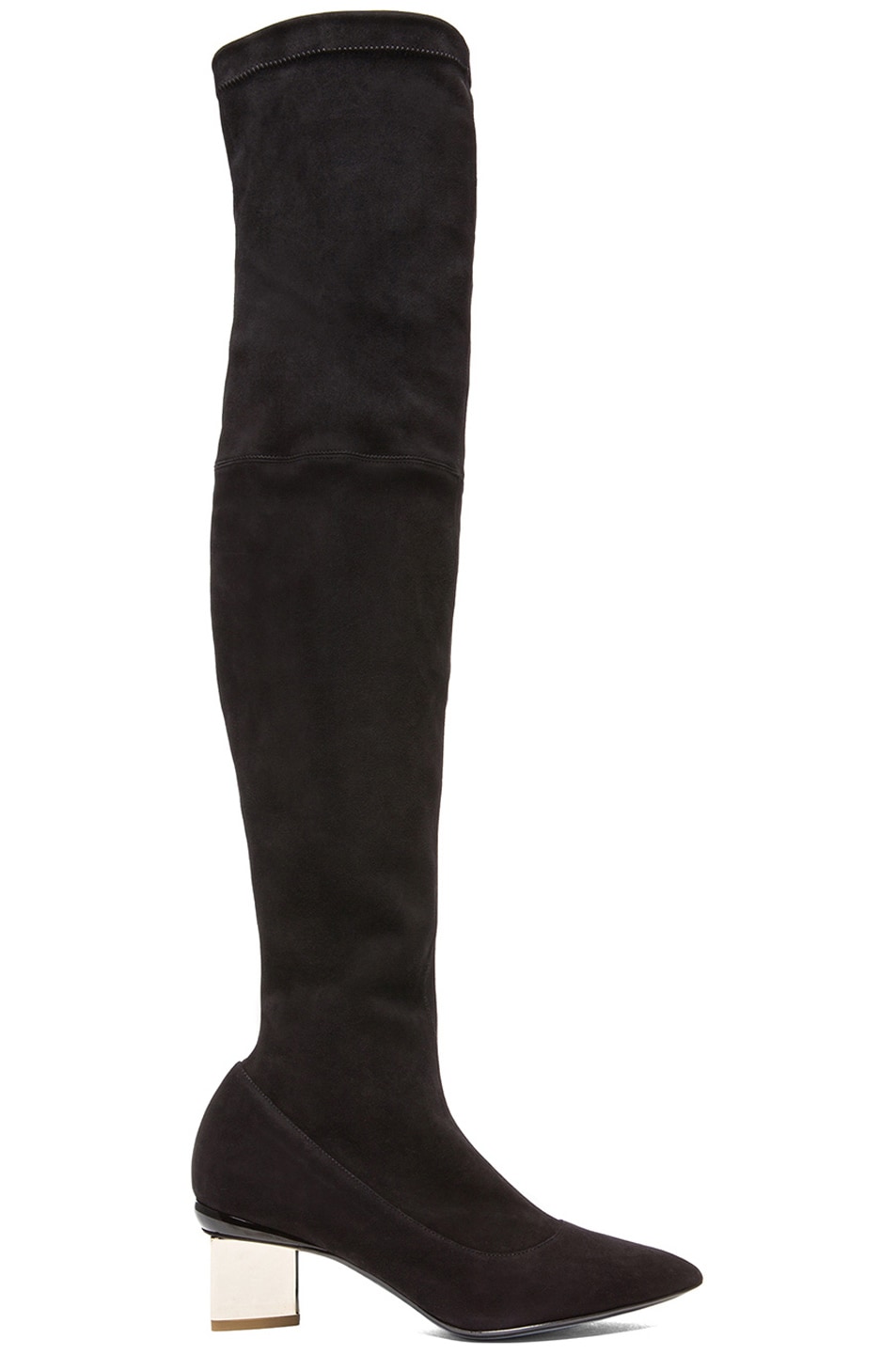 Image 1 of Nicholas Kirkwood Platino Over The Knee Suede Boots in Black