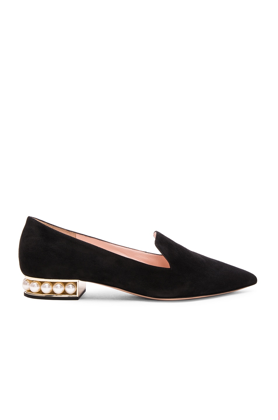 Image 1 of Nicholas Kirkwood Casati Pearl Flat in Black Suede