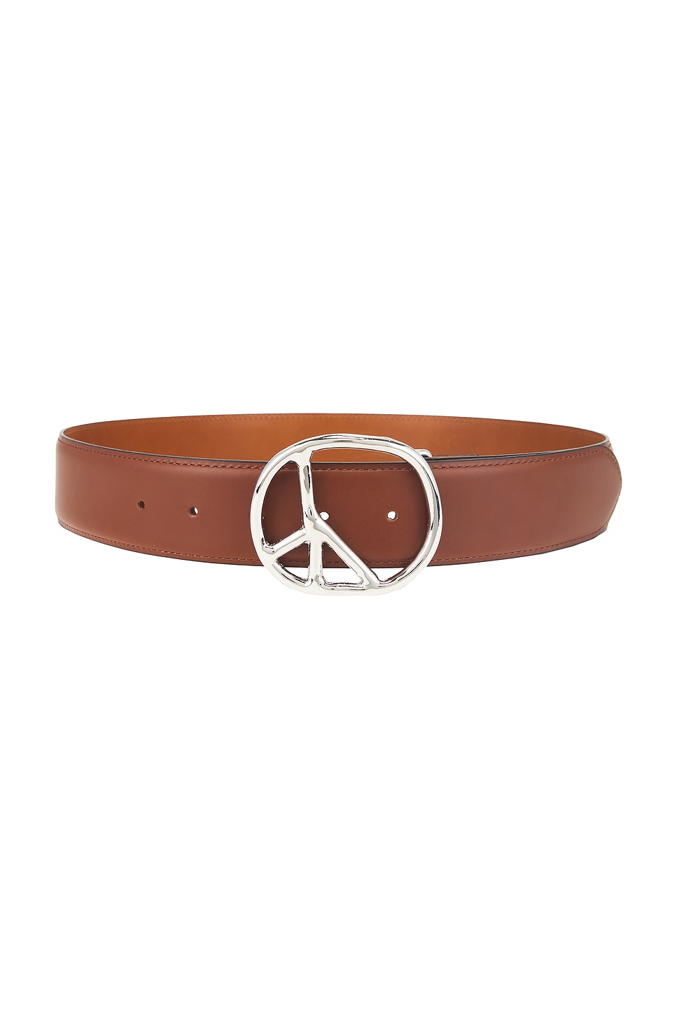 Peace Steer Leather Buckle Belt in Brown