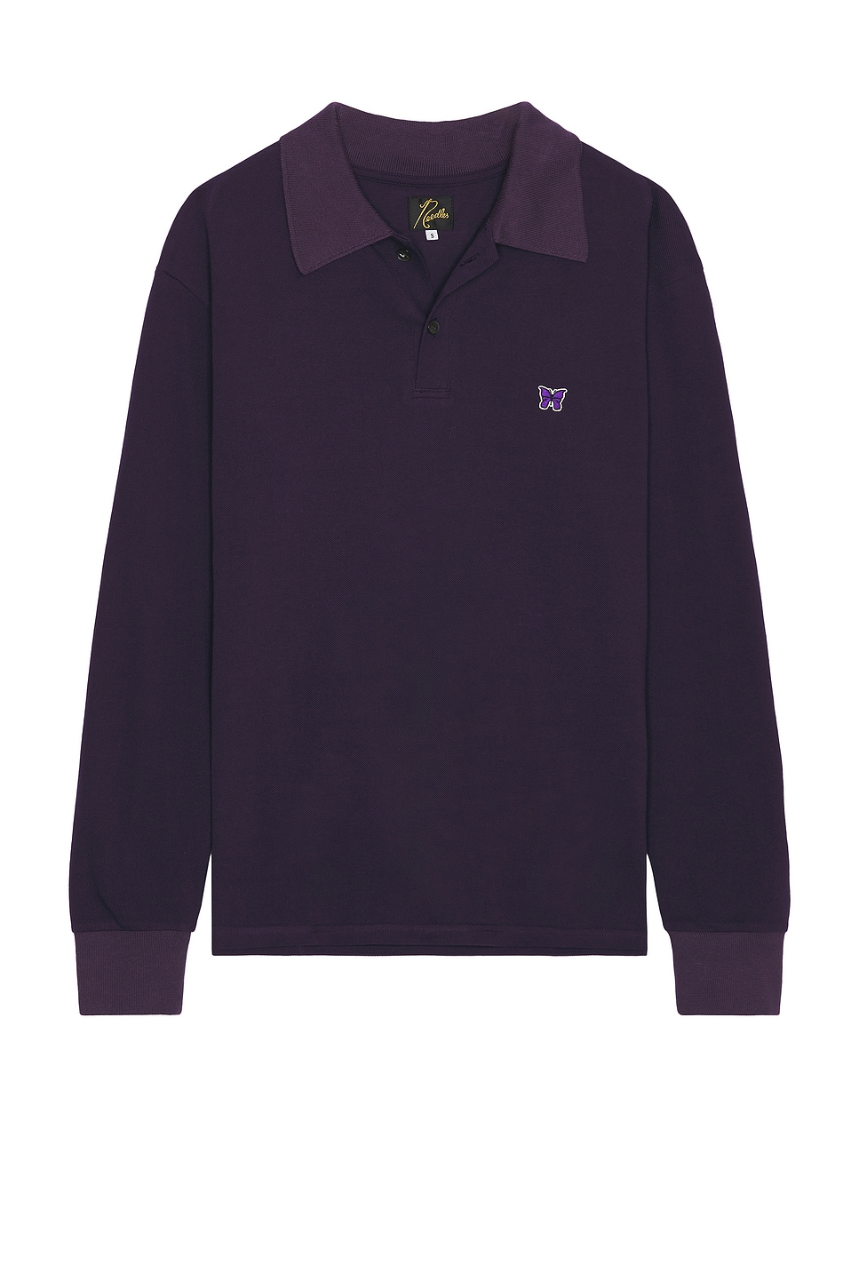 Long Sleeve Polo Shirt In Eggplant in Purple