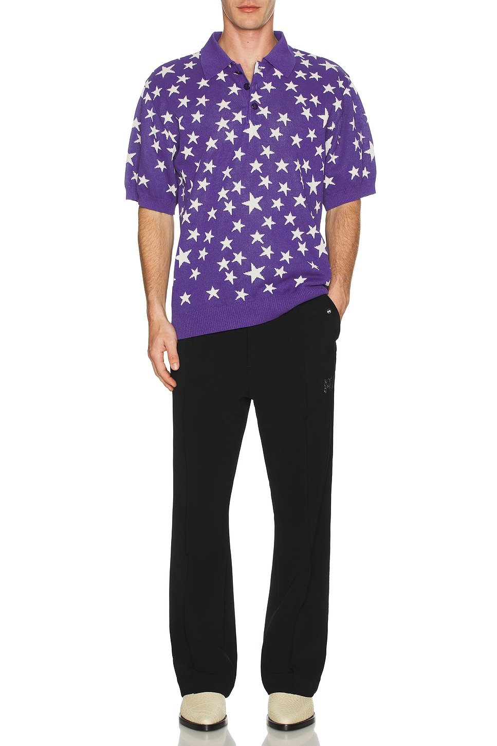 Image 1 of Needles Polo Sweater in Purple